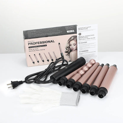 Premium 6-in-1 Fast Heating Hair Waver Iron with Automatic Temperature Control for Salon-Quality Curls at Home