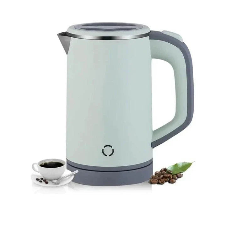 Compact stainless steel electric kettle with fast heating, cordless convenience, and durable construction