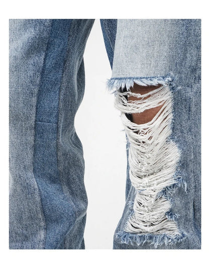 Premium British men's straight relaxed fit jeans in a vibrant blue colour