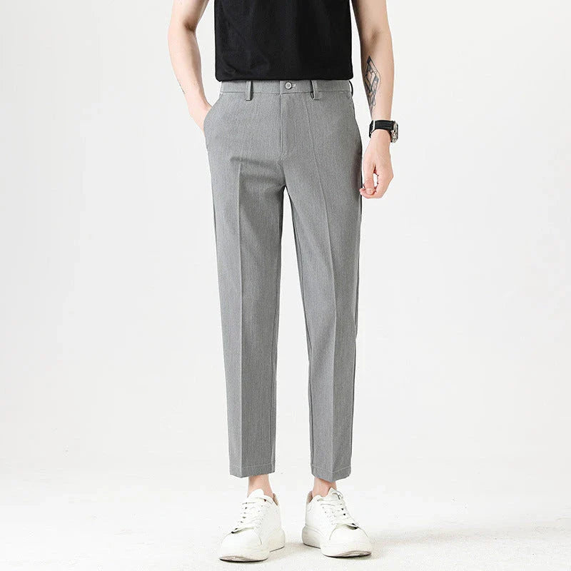 Men's sophisticated stretch trousers with tailored pencil fit, available in a range of classic colours