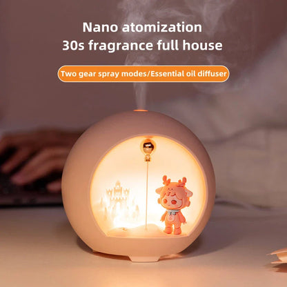 Charming Aromatherapy Lamp and USB Mini Air Humidifier with soft, soothing lighting and mist for a calming, magical atmosphere.
