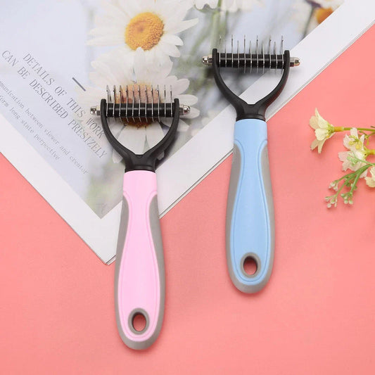 Premium detangling dog comb made of plastic and metal for smooth, tangle-free fur