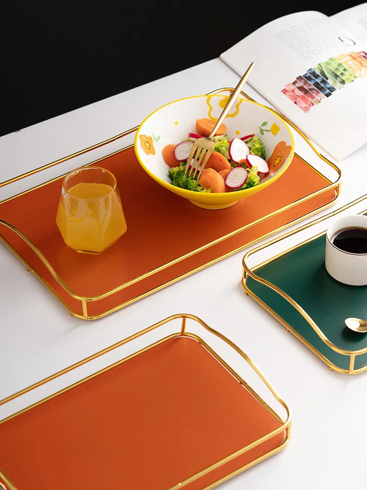 Premium household tea tray made of iron with versatile storage for cups, saucers, and everyday items in a range of stylish colours.