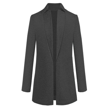 Premium British woollen coat with stand collar, featuring a sleek, slim-fit silhouette and subtle stitching details