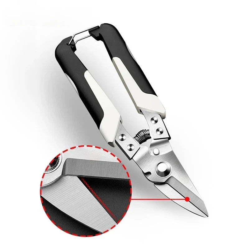 Premium Multi-Directional Metal Sheet Cutting Scissors with stainless steel blades and ergonomic rubber handle