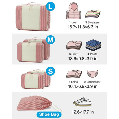 Eco-Friendly Foldable Travel Packing Cubes in Red, 6-Piece Set for Organised Packing