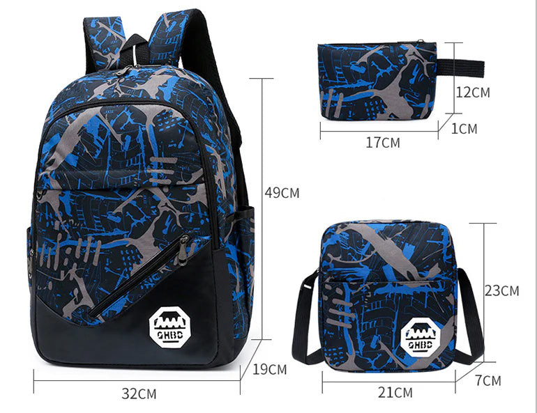 Premium nylon backpack with floral design, versatile 3-in-1 schoolbag for everyday use in the UK