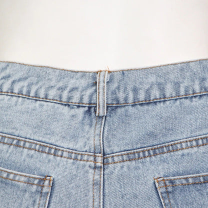 High-waisted wide-leg denim trousers in a stylish blue colour, featuring a comfortable and flattering fit