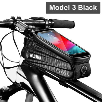 Stylish and practical bicycle handlebar bag with reflective accents for secure storage of essentials during cycling rides