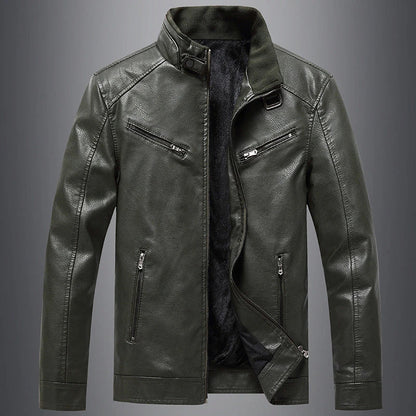 Stylish Fleece-Padded Jacket with PU Leather Accents in Various Colours