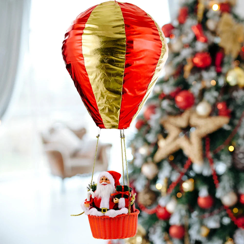 Premium handcrafted hot air balloon Christmas ceiling decoration with Santa Claus design