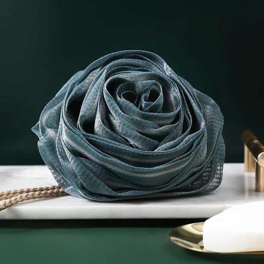 Luxurious flower-shaped shower puffs in vibrant colours for a rejuvenating spa-like cleansing experience