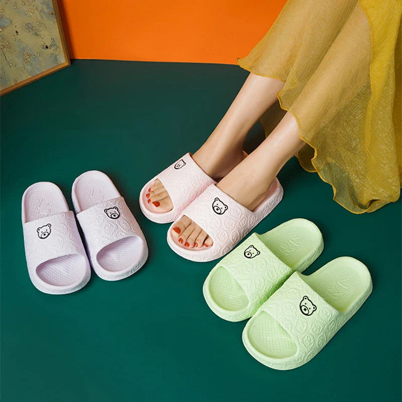 Soft, cosy bear-themed slippers with non-slip soles for comfortable indoor wear