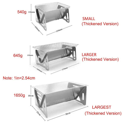 Premium stainless steel portable folding BBQ grill for outdoor adventures, camping, and backyard cooking