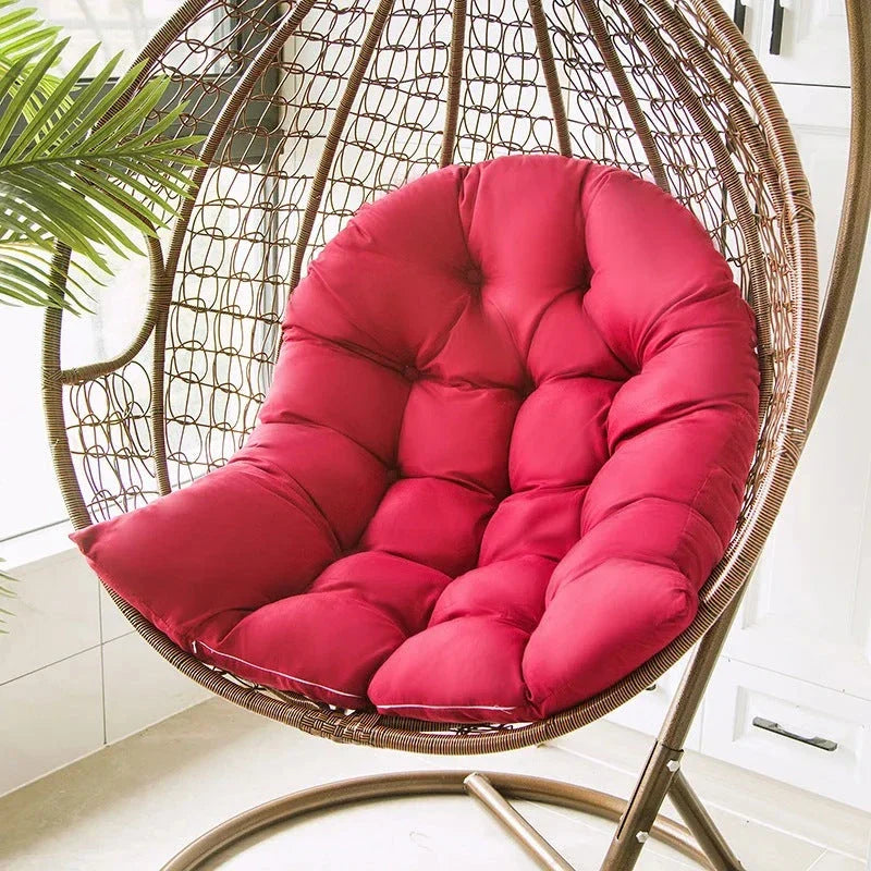 Premium hammock chair cushion with thickened brushed fabric and 7D hollow fibre cotton filling, designed for cosy outdoor relaxation on garden swings