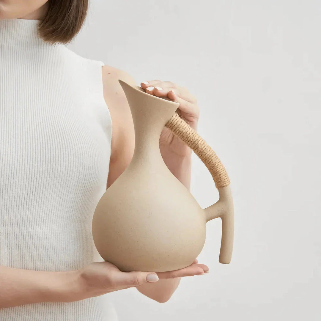 Elegant 1.3L ceramic pitcher in white, grey, and blue colours suitable for hot and cold beverages