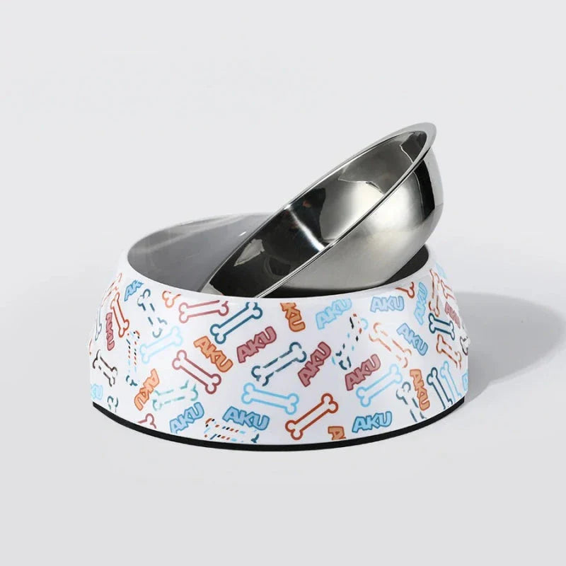 Stainless steel pet bowl with anti-slip base for cats and dogs