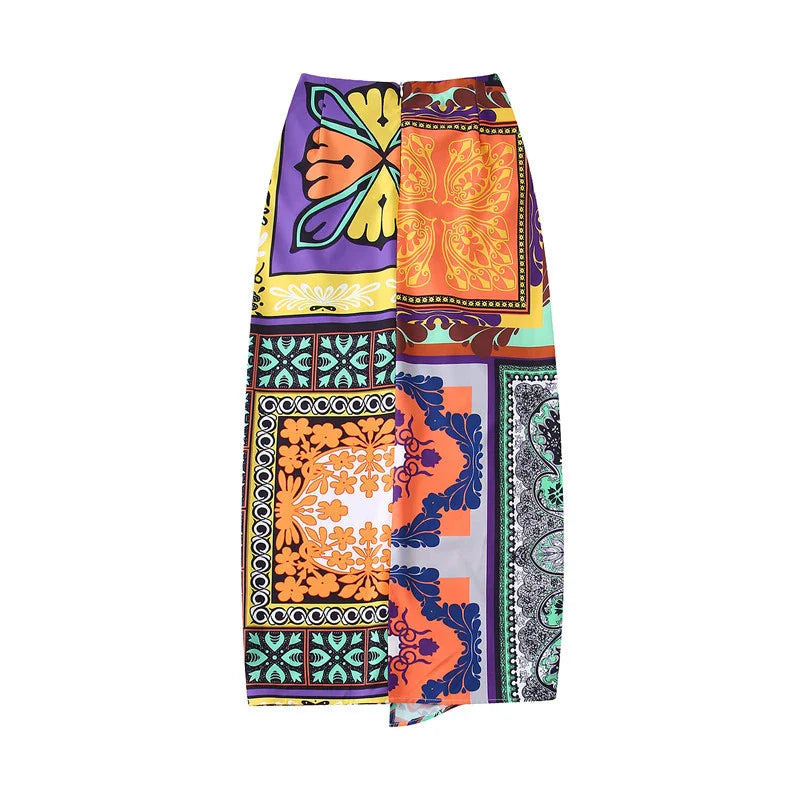Premium floral printed blouse and skirt set for women with tailored fit and high-quality polyester fabric