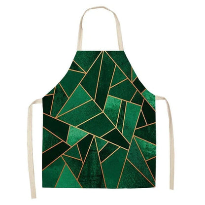 Geometric printed kitchen apron in a stylish design for discerning home chefs in the UK