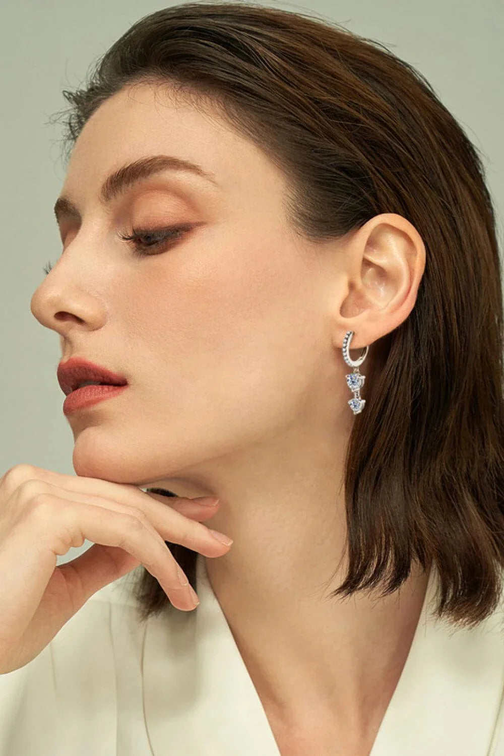 Elegant Moissanite Drop Earrings in Refined Sterling Silver with Platinum and 18k Gold Plating
