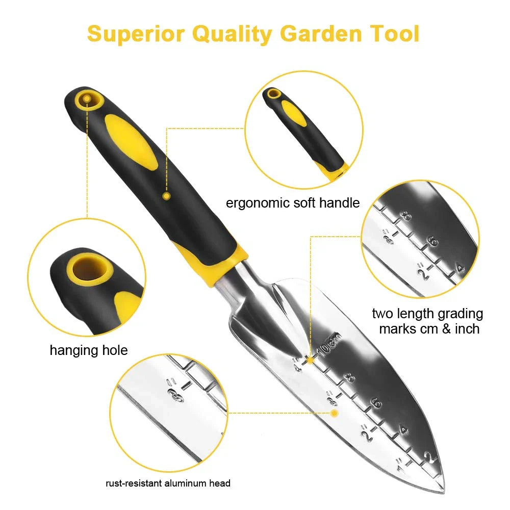 Premium British-made garden tool set with stainless steel construction, ergonomic handles, and child-safe features for comfortable, precise gardening