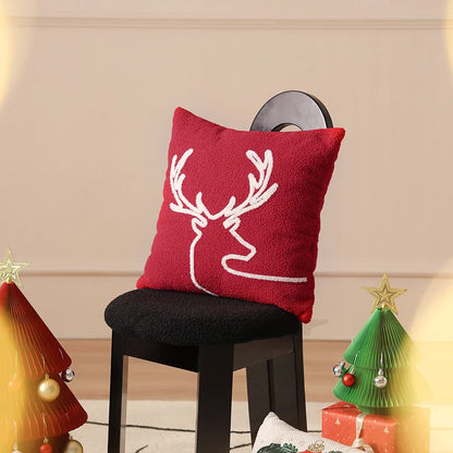 Cosy Christmas snowflake pillow cover with premium polyester fibre and embroidered snow mountain design
