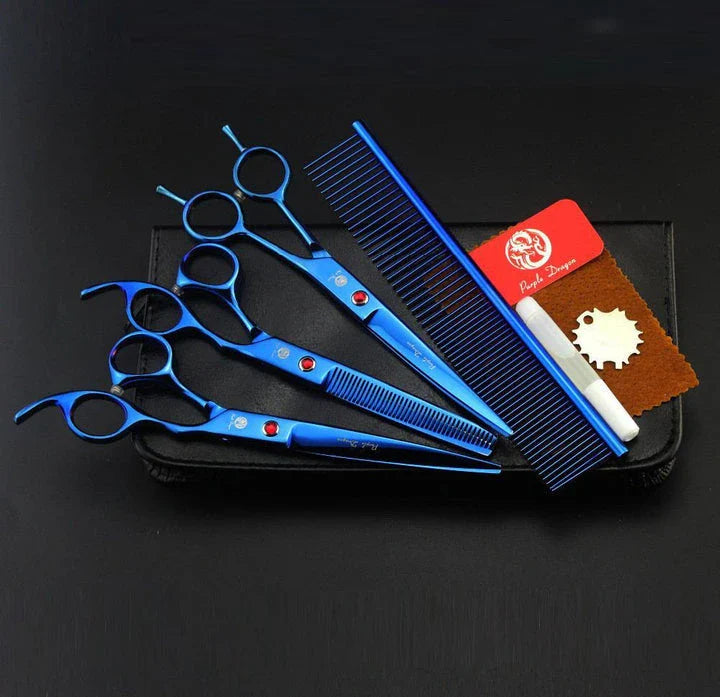 Premium Stainless Steel Pet Grooming Tools Set with Precision-Ground Scissors, Ergonomic Handles, and Comprehensive Accessories