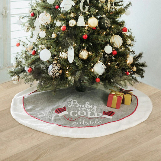 Festive 48-inch Gloves Pattern Tree Skirt - Premium Christmas Tree Decor with Playful Design