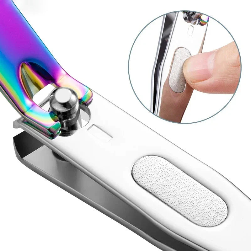 Mermaid-inspired stainless steel nail clipper in vibrant rainbow colours