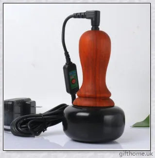 Premium mahogany Bian stone warming moxibustion device with red rosewood accents, designed for traditional Chinese healing practices.
