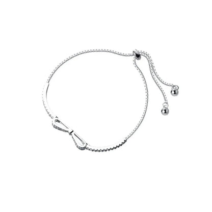 Elegant 925 sterling silver bow bracelet with minimalist design for stylish women