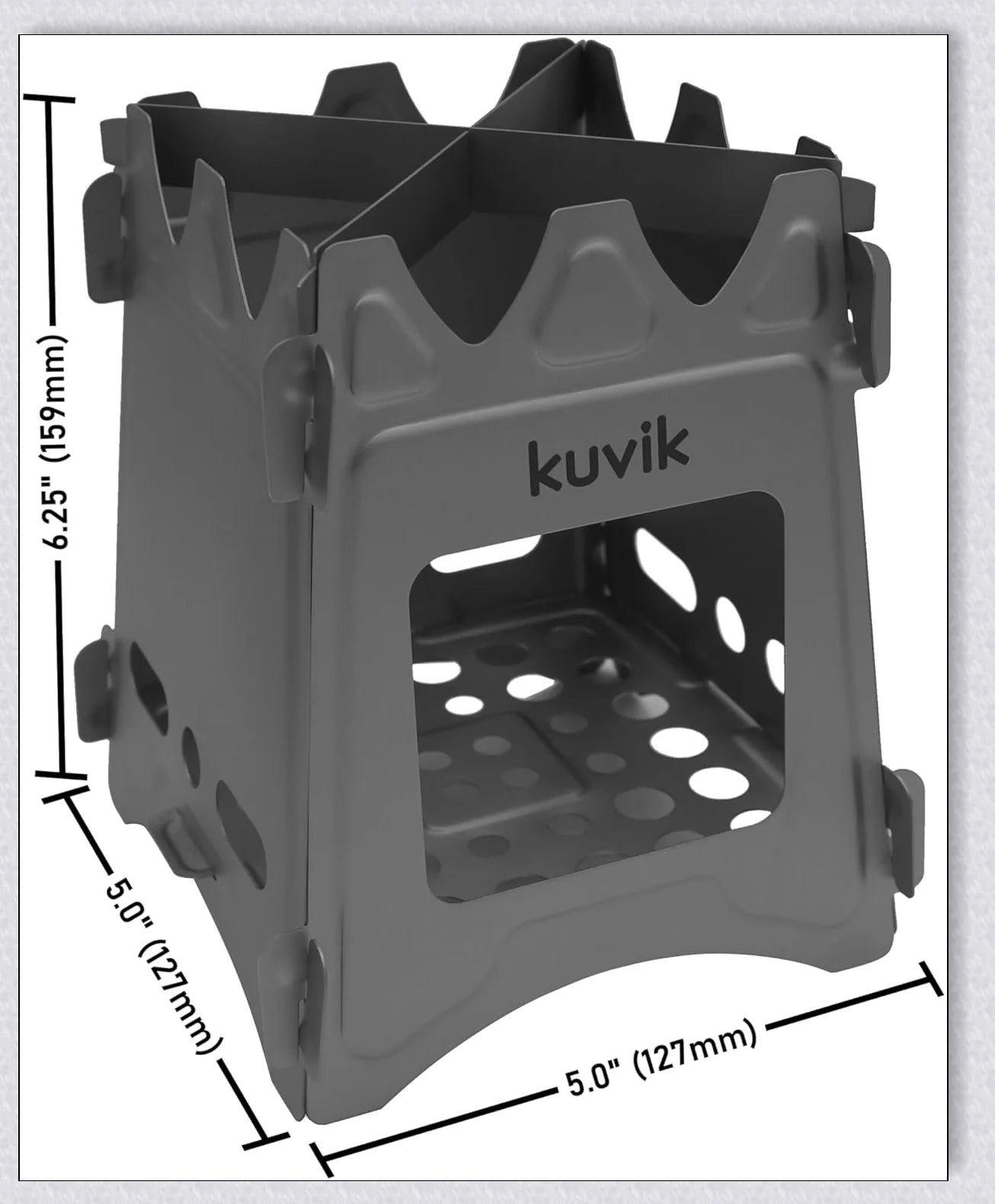Compact titanium wood-burning camping stove with a folding design and carrying case for easy transport and storage