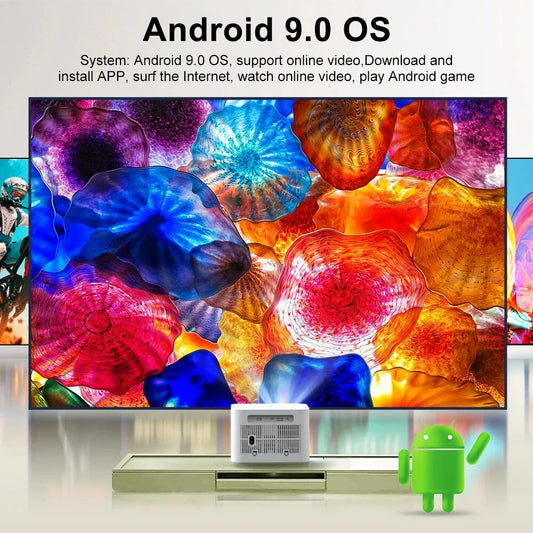 High-Definition 1080P 4K Video Portable Projector with 5G Wi-Fi and Android OS for Immersive Home Entertainment