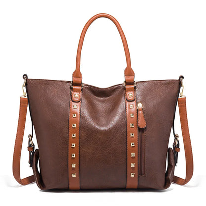 Premium leather shoulder bag in various colours, featuring a spacious yet sleek design for the modern British woman
