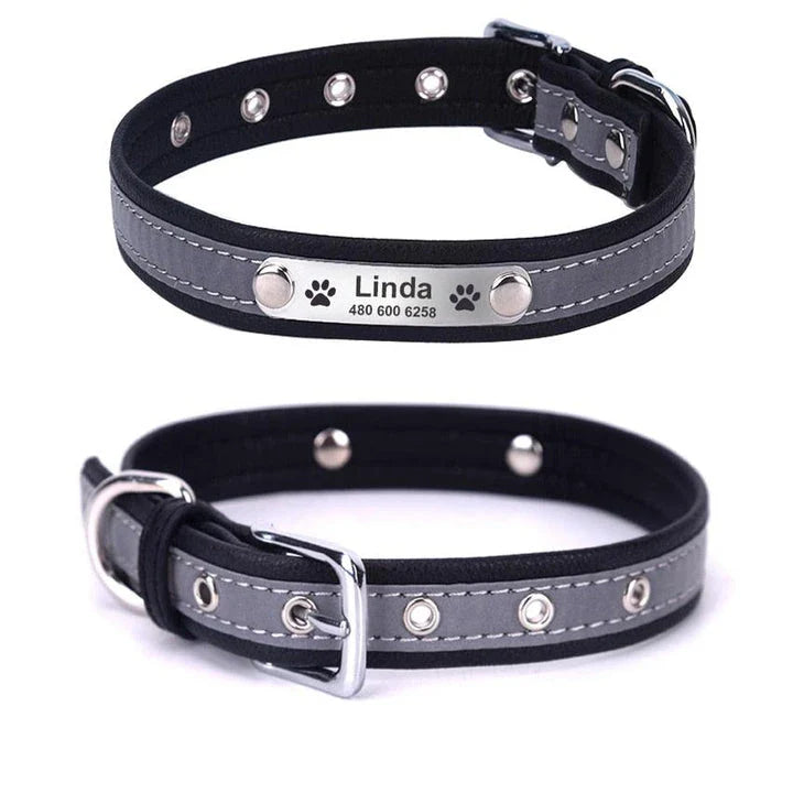 Premium Personalized Reflective Dog Collar in various colours and sizes, designed to enhance your canine's safety and style