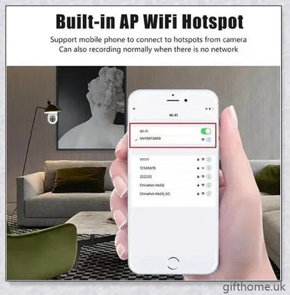 5G Wi-Fi smart home surveillance bulb camera with 360-degree coverage, night vision, and remote monitoring capabilities