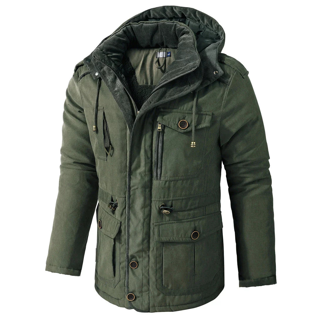 A premium fleece-lined and cotton-padded winter coat for plus-size men, available in a range of classic colours.