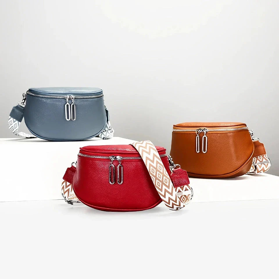 Premium genuine leather tote bag with adjustable strap and interior compartments for fashion-forward women