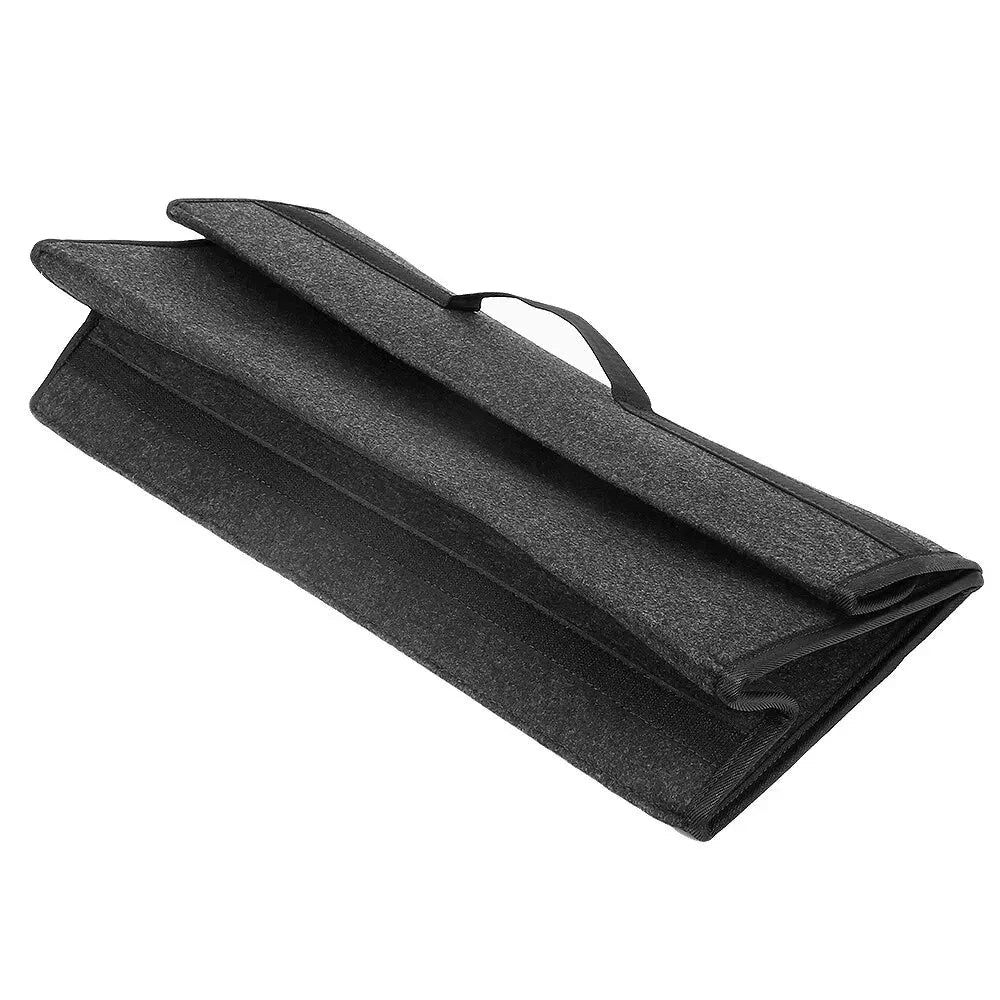 Premium foldable car boot organiser with anti-slip velcro base, providing ample storage and space-saving design