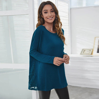 Stylish diamond lace patchwork t-shirt in various colours for everyday wear