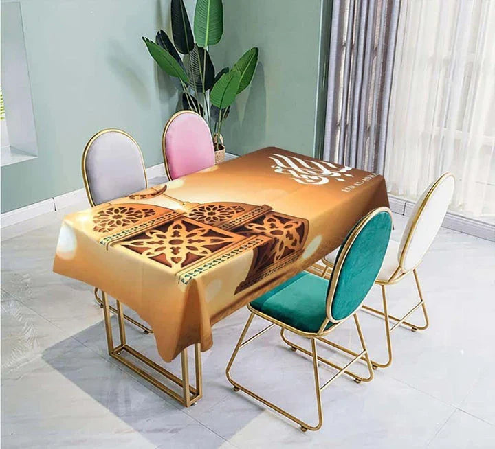 Elegant Muslim Ramadan table cloth with intricate Islamic-inspired design in various size options