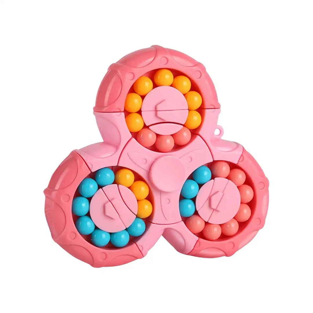 Colourful rotating puzzle cube designed to boost IQ, enhance concentration, and provide stress relief for children and adults.