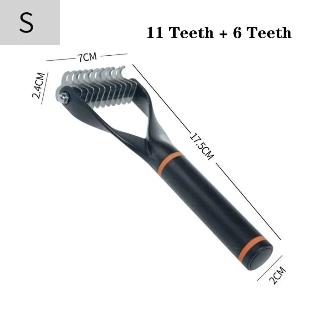Premium double-sided pet grooming brush with stainless steel combs and ergonomic non-slip handle for cats and dogs