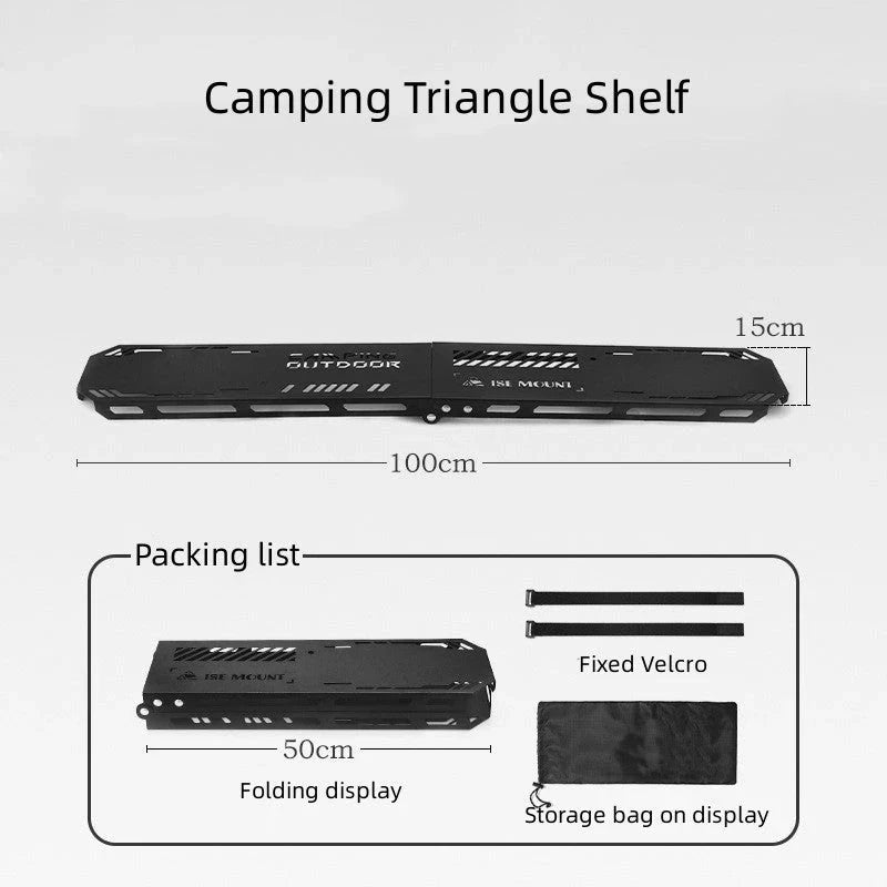 Outdoor Triangular Storage Rack made of durable iron for camping, picnicking, and tailgating