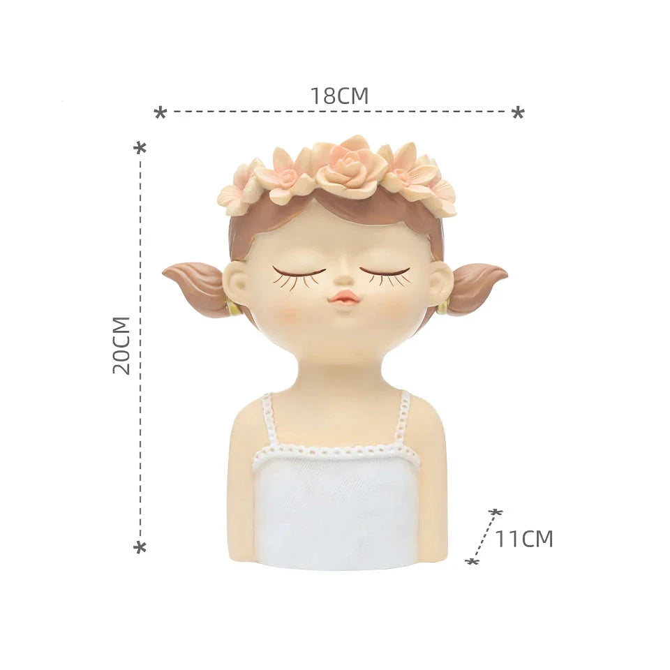 Charming 7.8-inch fairy girl planter made of high-quality resin with hand-painted details, perfect for succulents and small plants