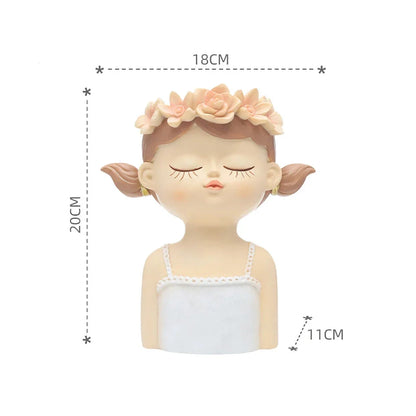 Charming 7.8-inch fairy girl planter made of high-quality resin with hand-painted details, perfect for succulents and small plants