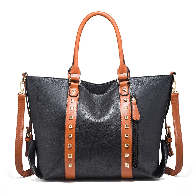 Premium leather shoulder bag in various colours, featuring a spacious yet sleek design for the modern British woman