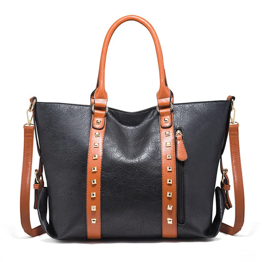 Premium leather shoulder bag in various colours, featuring a spacious yet sleek design for the modern British woman