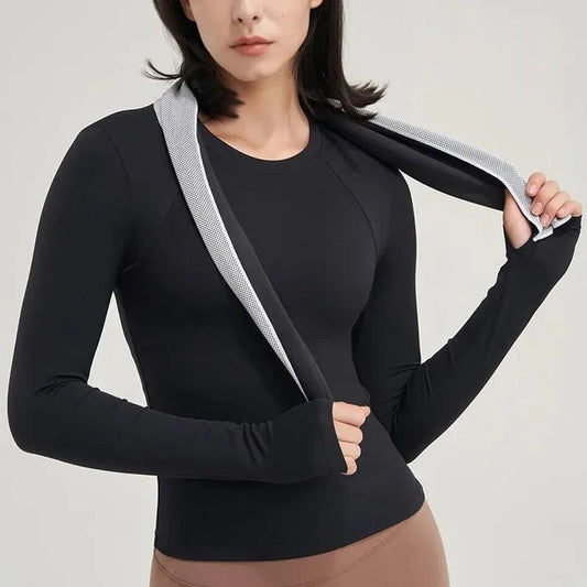Premium Nylon Gym Top Yoga Shirt for Women in Coffee Colour