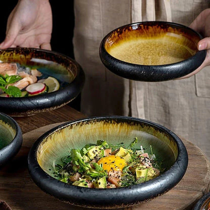 Elegant ice-inspired ceramic platter with a captivating split-glaze finish, showcasing the beauty of British craftsmanship
